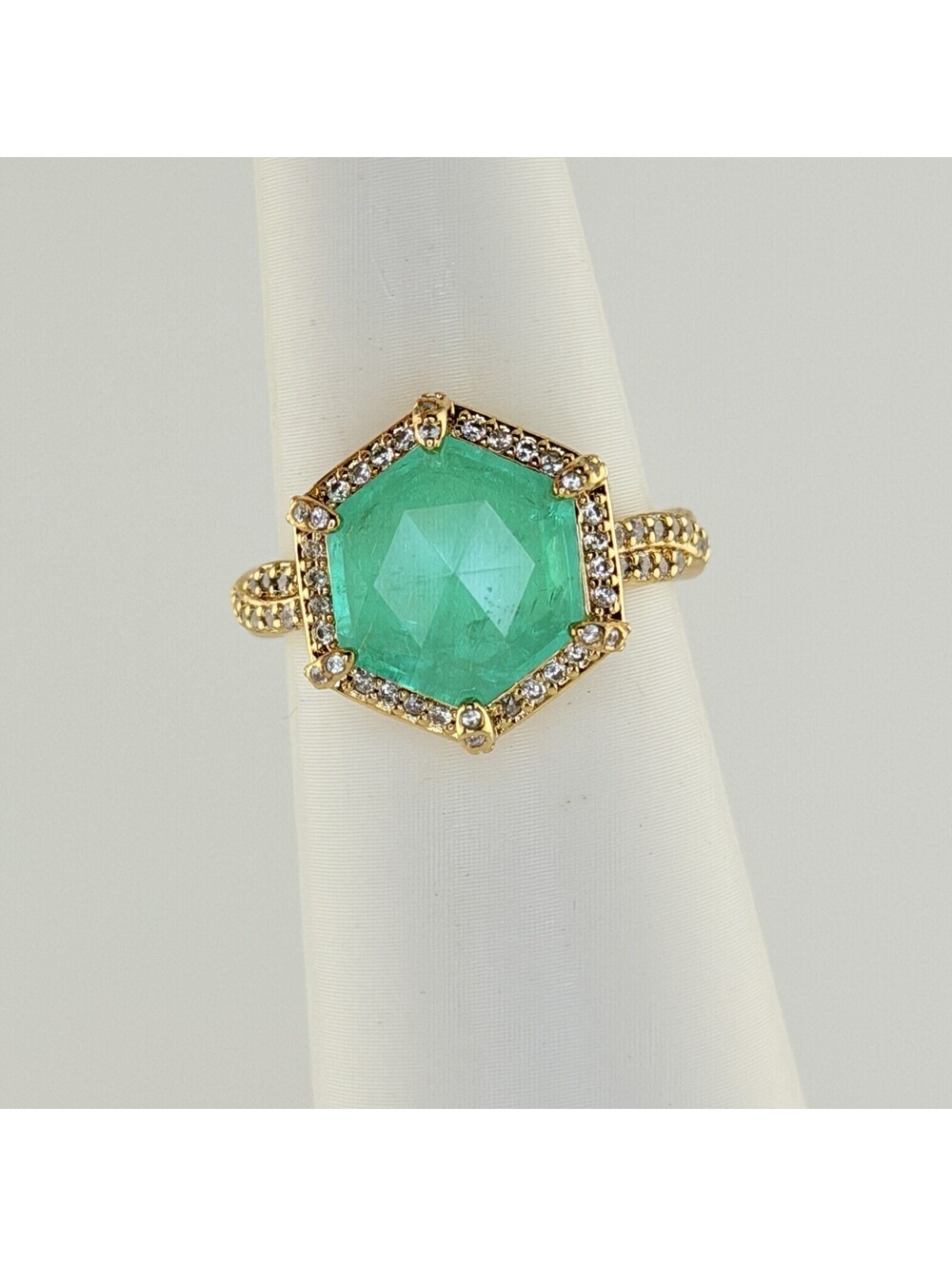 Bomb Party Sz 8 "Feel The Breeze" Blue Aragonite +Quartz on Yellow Gold